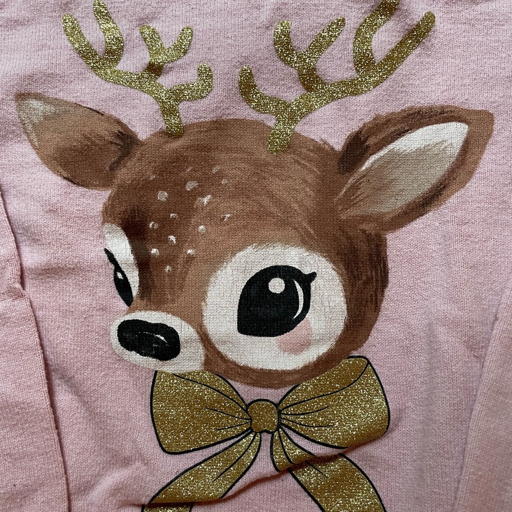 3/$12 H&M Pink Deer Kids Sweater - Picture 2 of 3